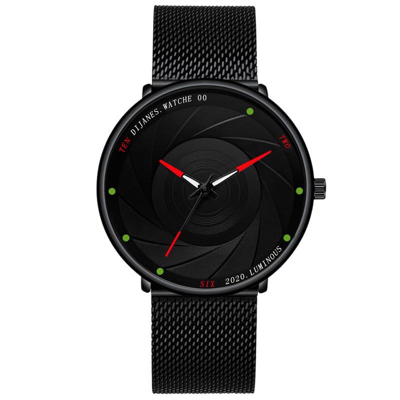 Dijanes Men'S Watch Trend Student Stainless Steel Mesh Strap Quartz Movement Watch
