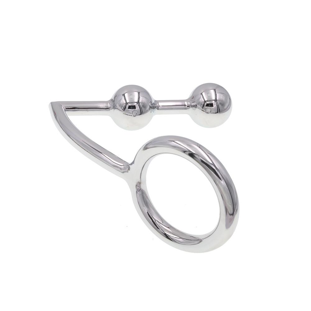 Stainless Steel Double Ball Anal Hook Penis Ring Penis Chrysanthemum Ball Male Anal Beads Adult Products Sex Tools