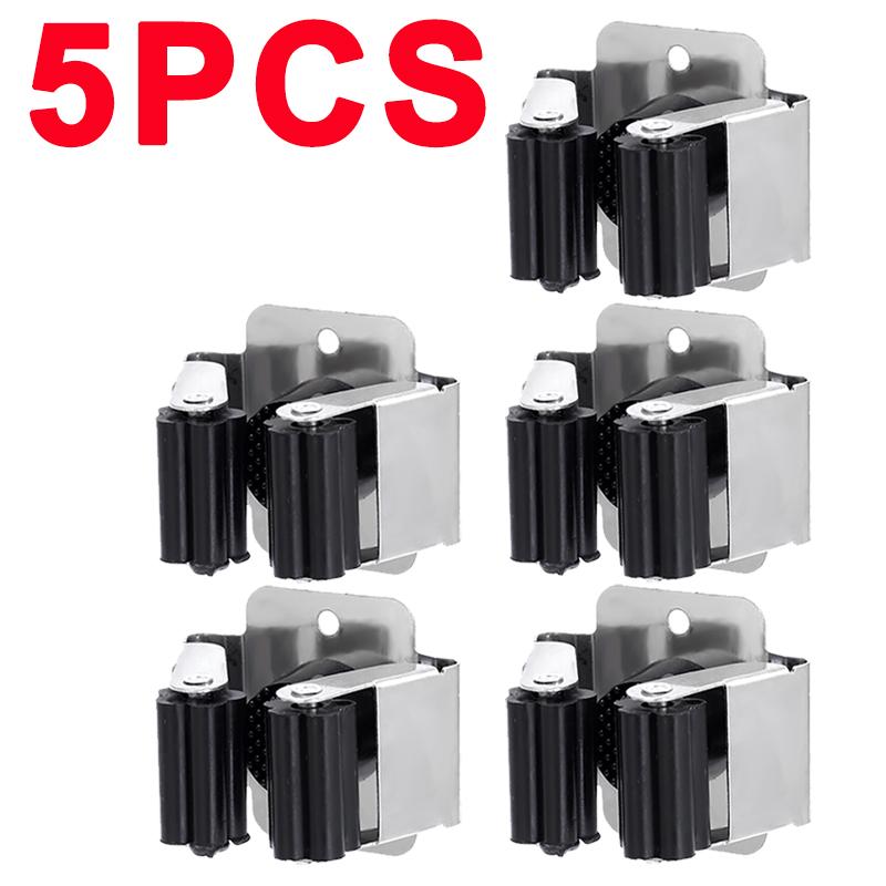 5/1Pcs Self-Adhesive Mop Holder Clips Stainless Steel Drilling Mop Broom Holder Rack With Screw Kitchen Bathroom Organizer Shelf