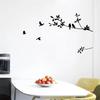 60*24cm Birds Tree Branch Leaves DIY Art Wall Stickers Removable Vinyl Living Room Decal (Color: Black)