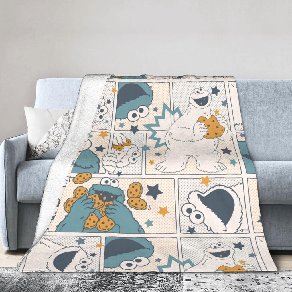 Sesamed Sweet Streets Cookies Monsters Fashion Blanket Coral Fleece Plush Winter Thin Throw Fashion Blanket for Home Outdoor Bedding Throws