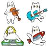 Set of 4 Cat Pin Stylish and Cute [Comfortable Suyasuwa] Badges, Pins, Brooches, (Musical Instrument)