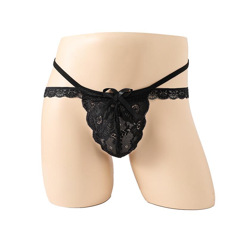Men's stretch panties, hollow lace quadrangle thong sex underwear, men's sex underwear