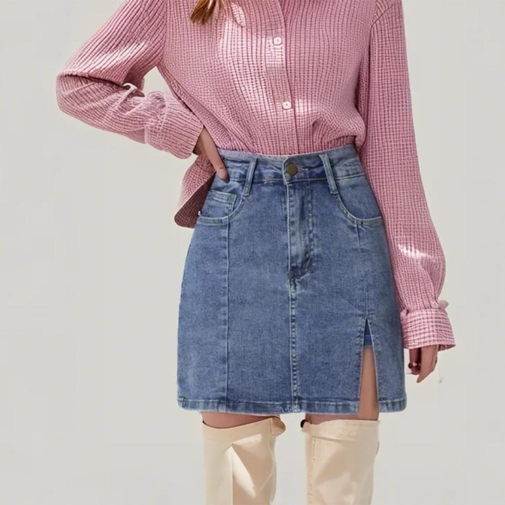 Women's Fashion Casual Skirt For Women Button Denim Buttock Skirt