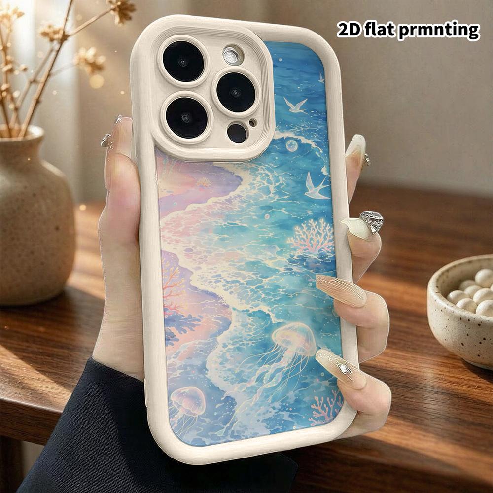 Phone Case: 2D Flat Design Suitable for iPhone 18, 17, 16, 15, 14, 13 Pro Stepped Protective Case, Dreamy Coast, Halloween Gift