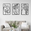 3 Pieces Metal Minimalist Abstract Woman Wall Art Line Drawing Wall Art Decor Single Line Female Home Hanging Wall Art Decor For