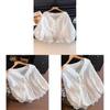 Summer Blouse With Ruffled Lace Trim Vneck Long Sleeve For Women