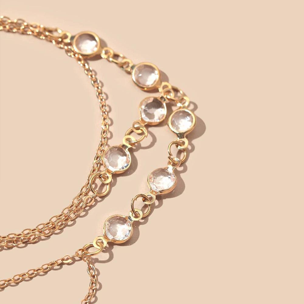 Elegant Crystal Finger Chain Bracelet with Ring - European Fashion