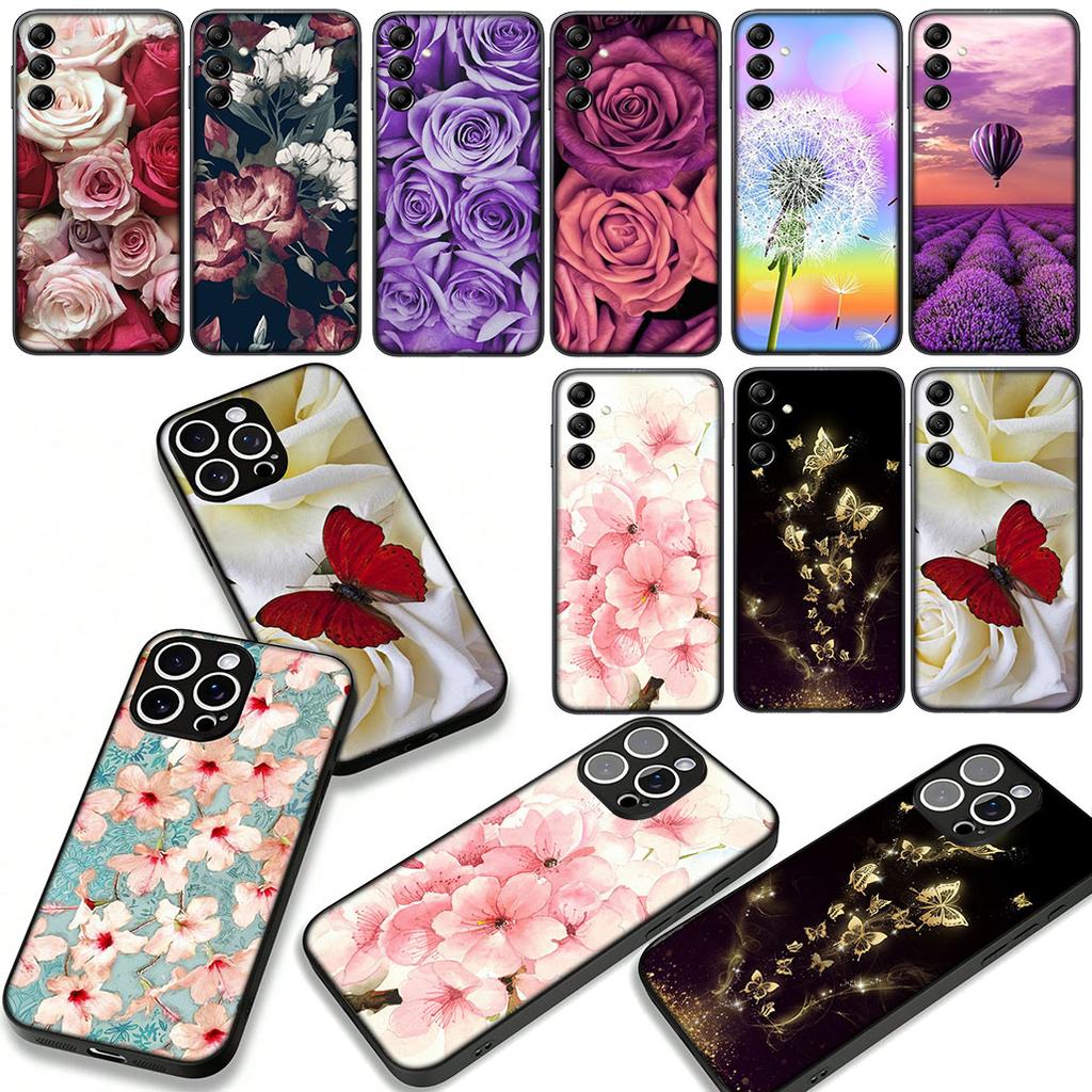 Rose infinity on Purple lavender flower Case for Samsung Galaxy A55 A54 A25 A36 A17 A26 A35 A33 A34 A37 S9 S20 S21 FE S10 Plus