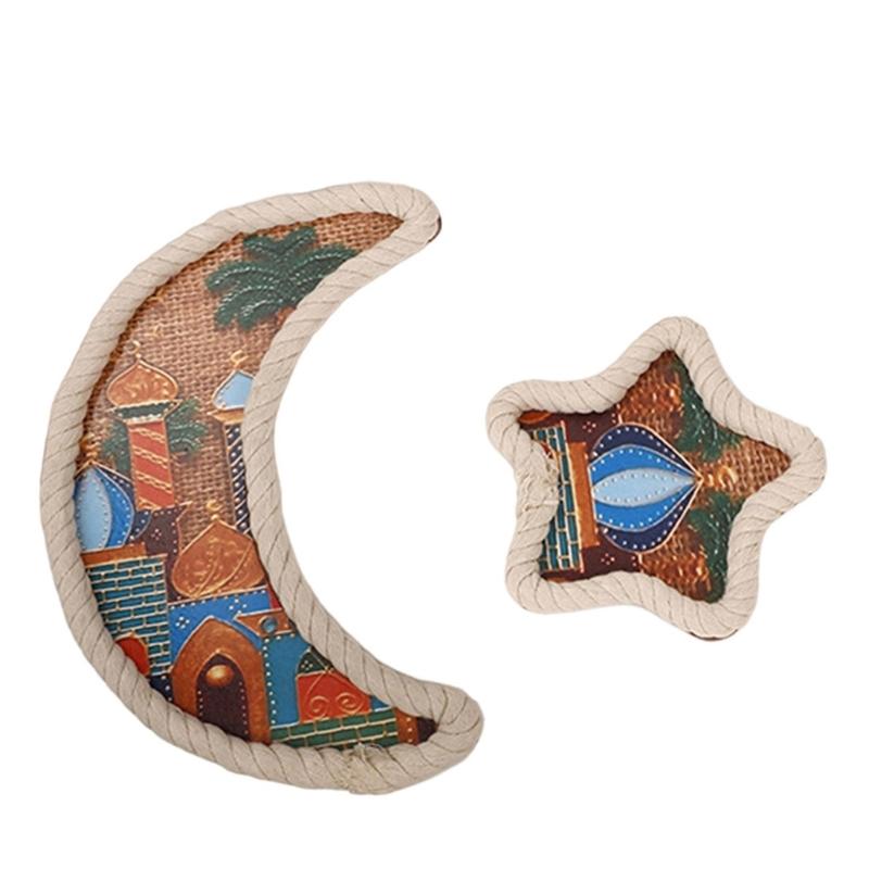 Деревянные сервировочные подносы «Ид Мубарак» Элегантные деревянные подносы на тему Луны и Звезды для праздников Ид Мубарак и Рамадана