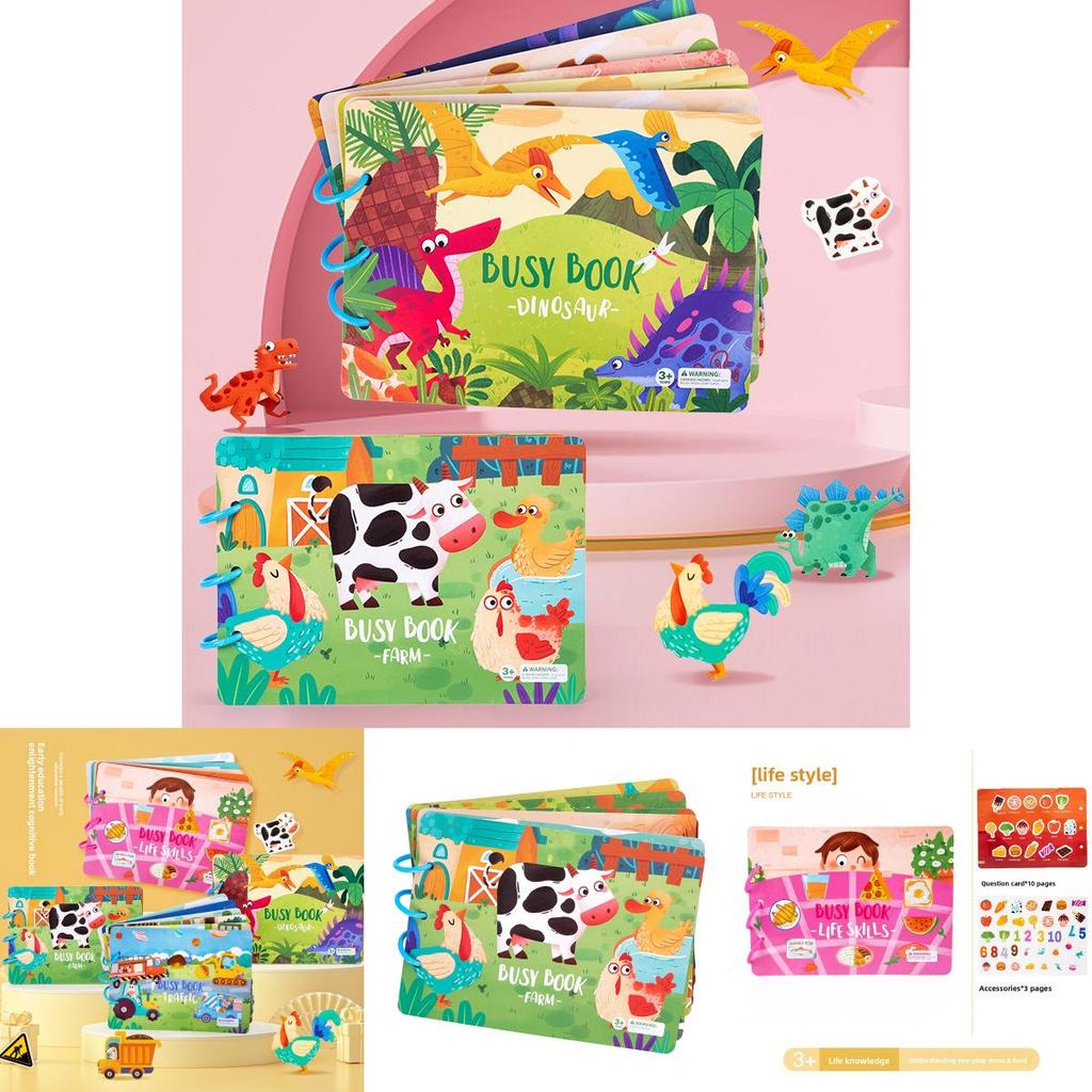 Dinosaur Quiet Stickers Book For Kids Educational Puzzles With Reusable Cards