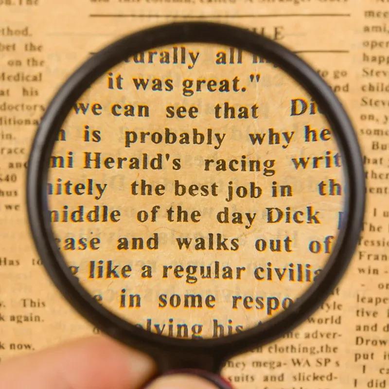 50/60mm Mini Magnifying Glass 6/8X Folded Leather Case Portable Handheld Read Newspaper Jewelry Gift Single Glass Lens Magnifier