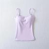 Canottiera da donna con spalline sottili, vestibilità aderente, tinta unita, basic, casual, corta