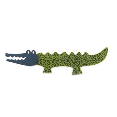 [Q9702] - Handmade Brooch 'Marionettes' Turquoise Green (crocodile) - 83x20 Mm