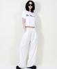 Deumakeu Solid Stripe Wide Pants White