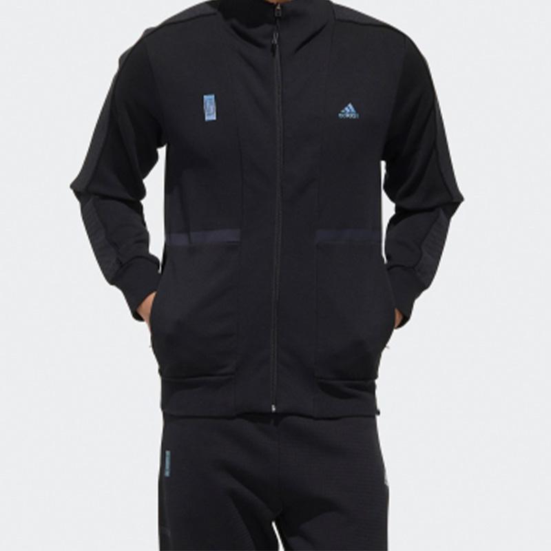 Men's adidas Sports Stylish Jacket Solid Color Black FM9344