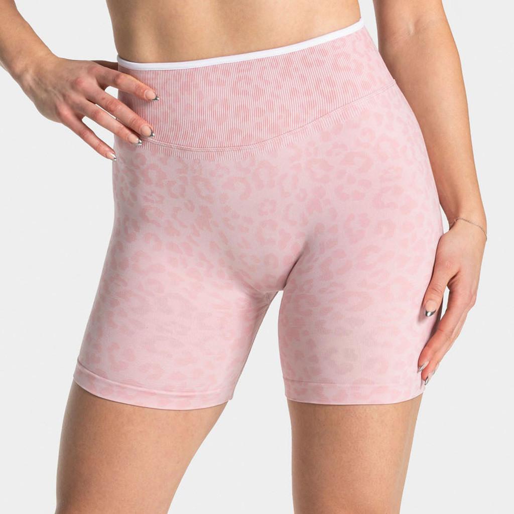 Leopard Print Yoga Shorts With Seamless Edge For Running And Gym Workouts For Women