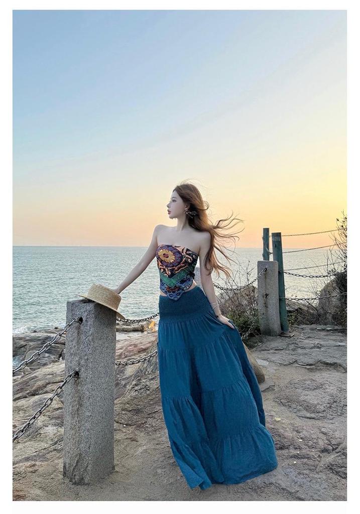 Ethnic Summer 2026 Beach Dress - Slimming Fairy Skirt for Sanya Travel