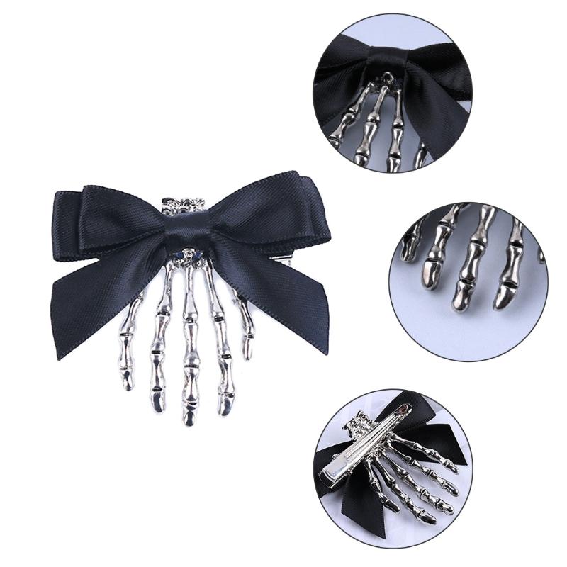 Gothic Duckbill Hair Clip Skeleton Claws Hair Barrette Halloween Trendy Ponytail Decor Non-Slip Cosplay Hair Side Clips