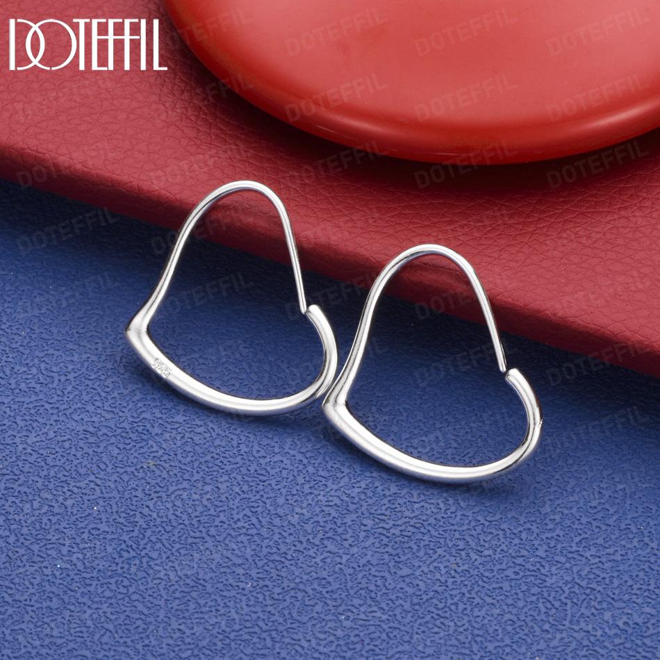 925 Sterling Silver Simple Romantic Heart Earrings Fashion Jewelry Evening Jewelry 37mm*29mm