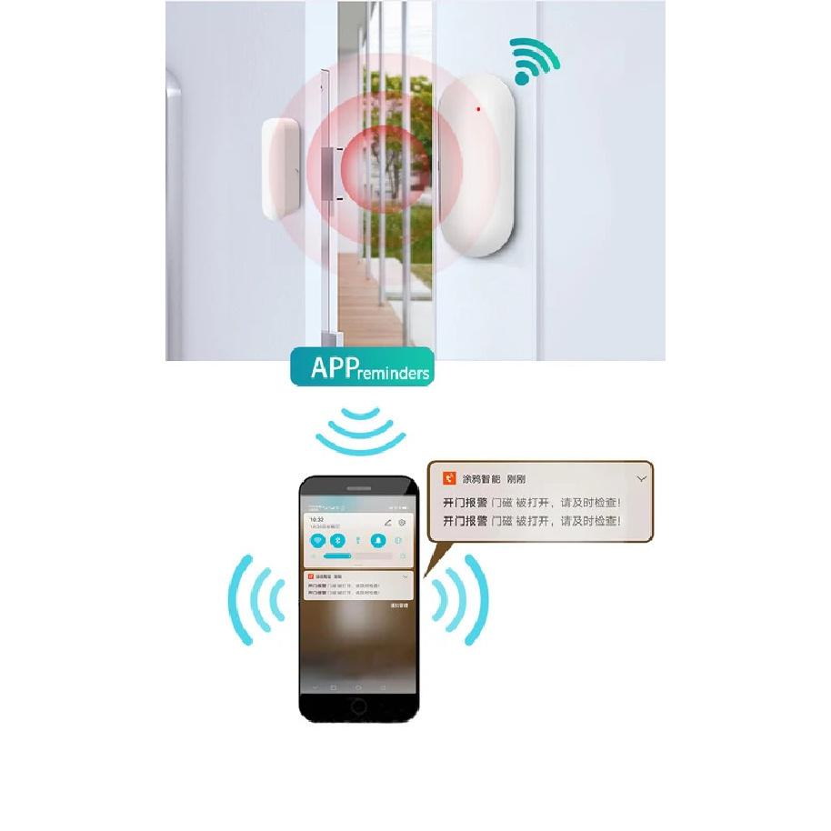 Smart Life App Smart Door Open/closed Detectors Wifi Window Sensor Independent Magnetic Smart Door Sensor Alexa Tuya App Control