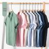 Summer Men's Cotton Linen Square Collar Short Sleeve Shirt - Casual Solid Color Top