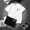 Trendy Hong Kong Style Harajuku Summer Clothing Oversize Tshirt Women Loose Short Sleeve Top Fat Girl Street Fried Heart Shape Print