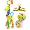 Soft Giraffe Animal Handbells Rattles Plush Infant Toddler Car Bed Hanging Toy Baby Early Education Development Handle Toys