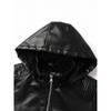 Giacca Invernale con Cappuccio in Ecopelle da Donna Taglie Forti Moda Slim Fit Caldo Cappotto