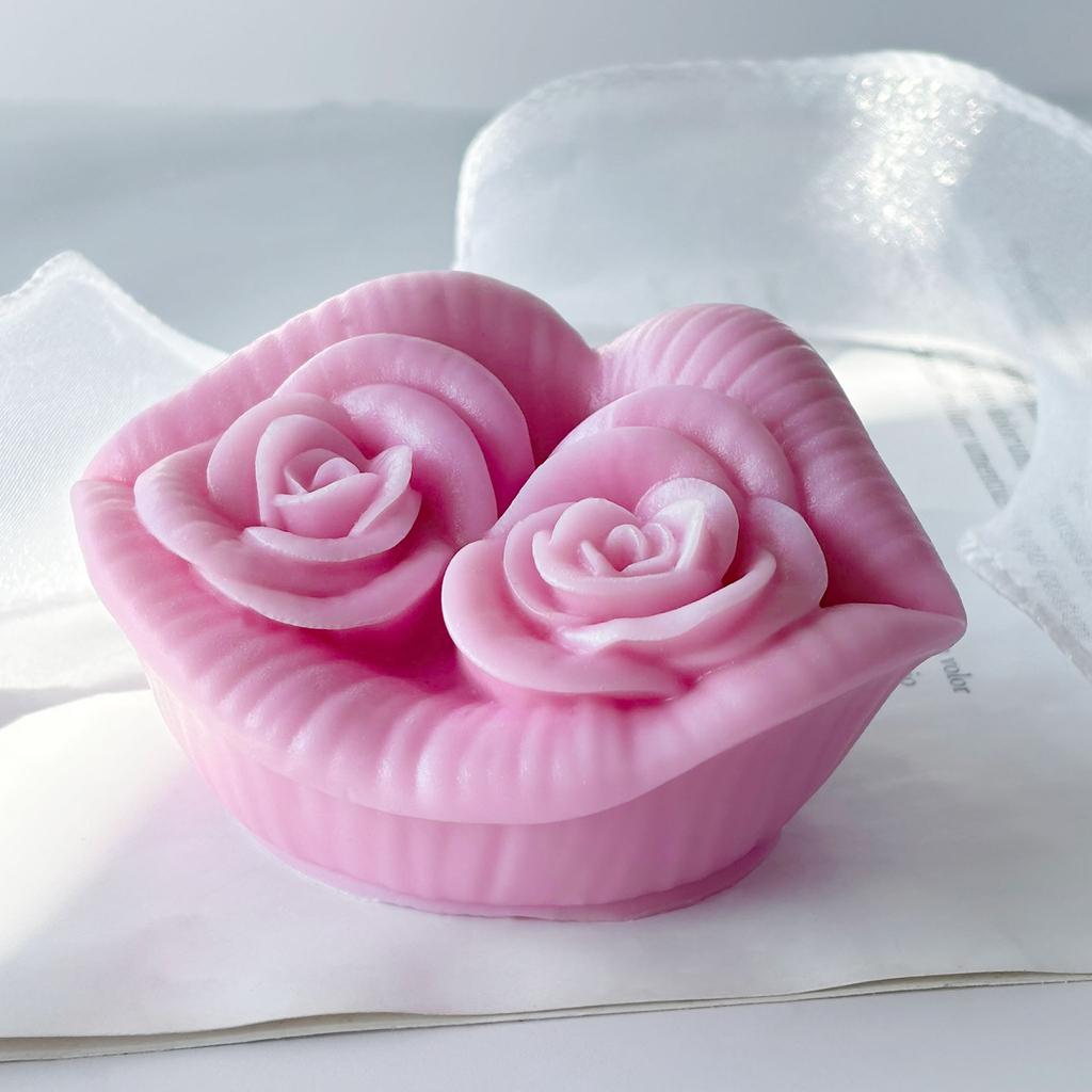 DIY Lip-Form Rose Flower Silicone Mold Aroma Candle Plaster Resin Mold Handmade Candle Making Supplies