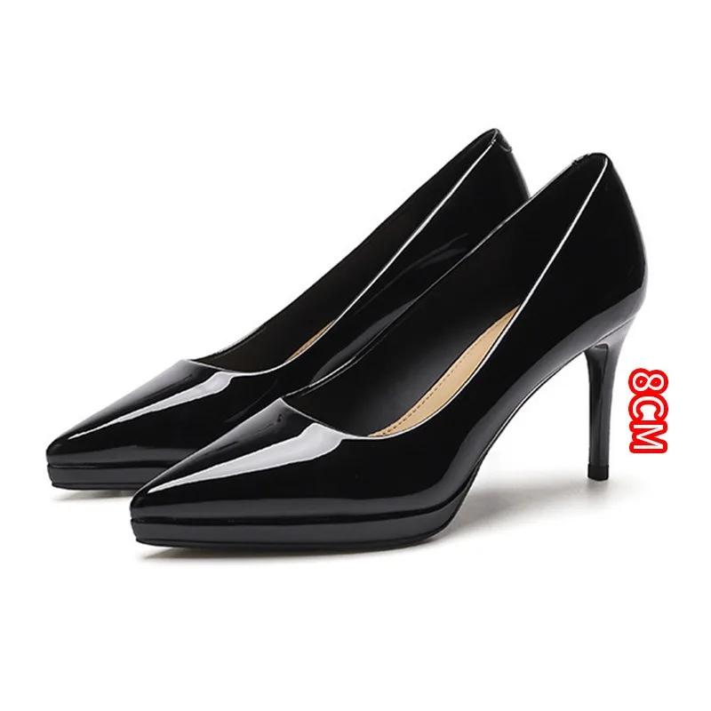 2026 Women's Sexy High Heels Pumps Patent Leather Platform High Heels Shoes Club Party Pointed Toe Stiletto Female Office Shoes