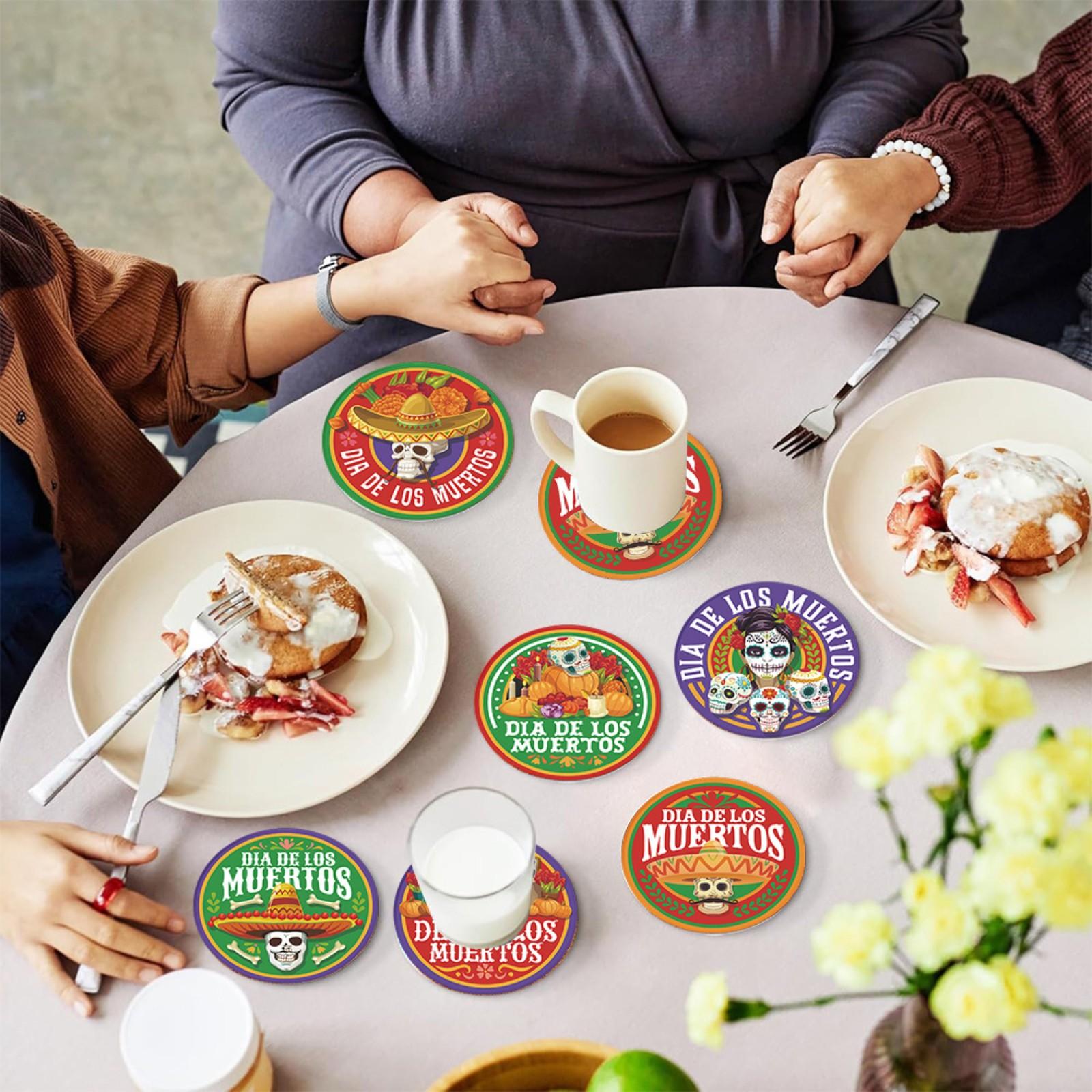 

Мексиканский День Мёртвых Украшение Подставка День Мёртвых Украшения для вечеринки Скелет Пробковая подставка Настольное украшение Композиция One Size красный