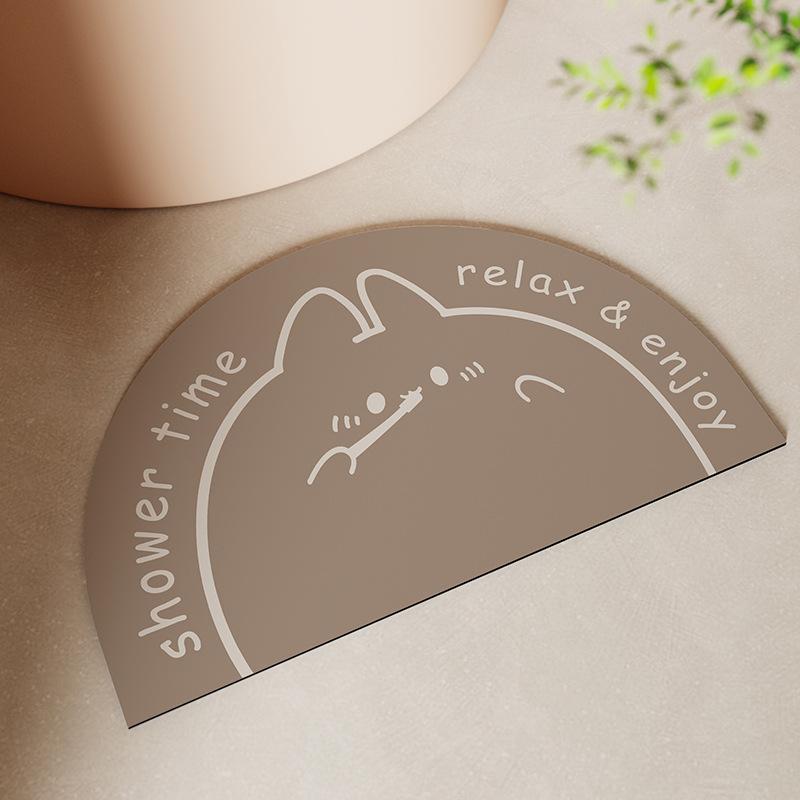 Cartoon Semi-circle Moisture-wicking Bathroom Mat Moisture-wicking Mat At Door Household Bathroom Mat Moisture-wicking Non-slip Mat Technology Cloth 40*60cm