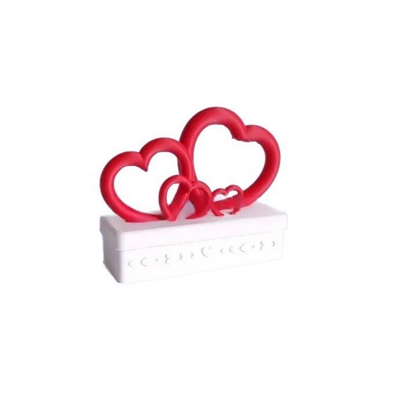 Smooth Edge Heart Box Valentine's Day Heart Gift Box with Red Lid Plastic Heart-shaped Party Favor Container Wedding Anniversary