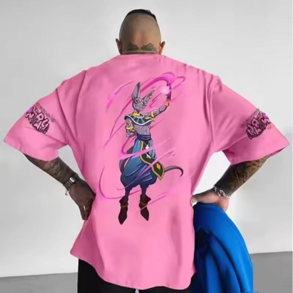 Dragon Ball Goku Trend Exploze Pánská Beerus Oversized Potisk Cool High Street Trend Bavlněná Trička Jsou Horká v Létě Y2K