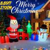 8.85FT Inflatable Santa Snowman Train Gifts Set Toy Yard Lawn Party Decoration Festive Gift LED Lit Supplies Xmas Home Ornament