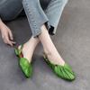 Fashion Flat Sandals French Genuine Leather Pointed Toe Shallow Women's Slip-on Shoes