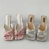 Summer Floral High Heel Women Slippers  Fashion Butterfly-knot Banquet Slides Female Shoes Zapatos De Mujer