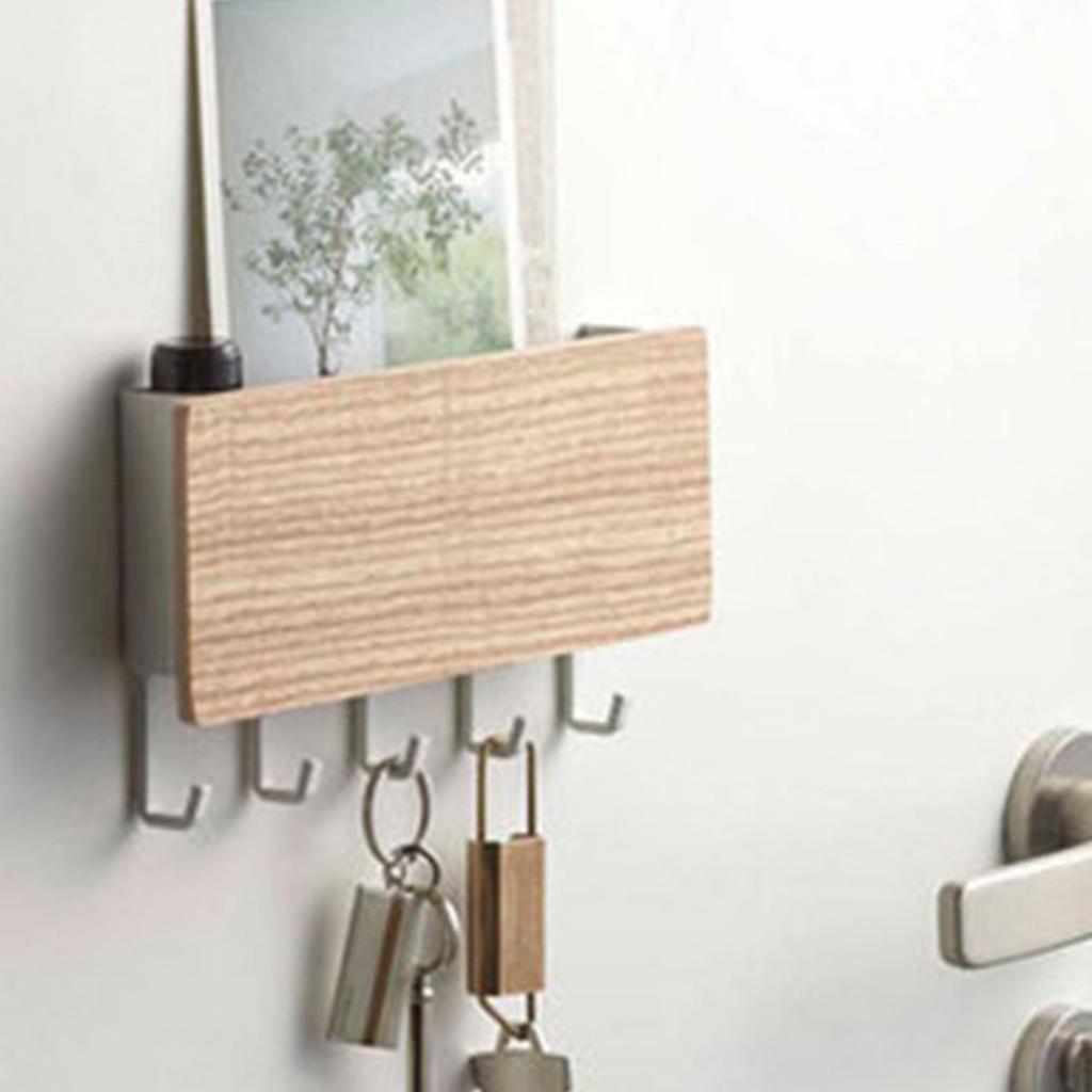 Hallway Wall Holder Wooden Punch Multifunctional Key Holder for Bag Hat Scarf