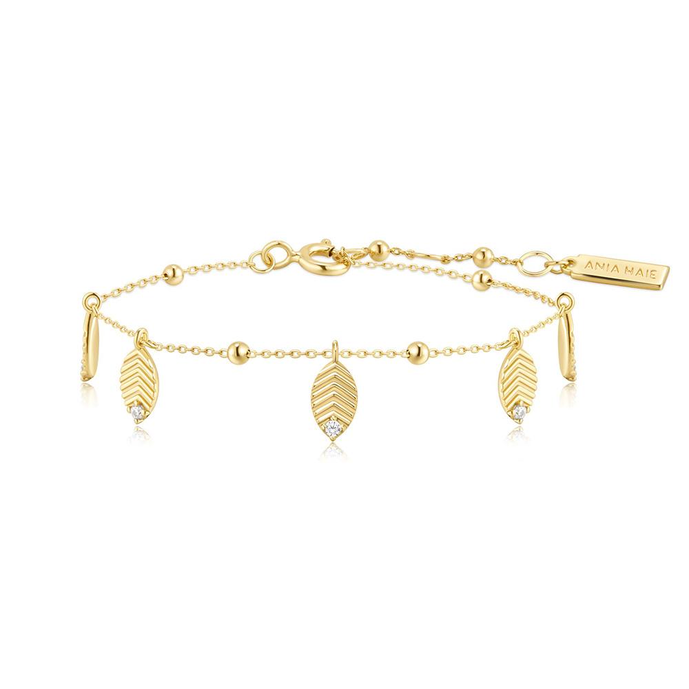 Ania Haie Gold Leaf Station 925 Silver Bracelet B073-05G