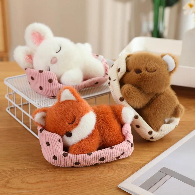 Cute Cartoon Dog, Cat, Fox, Bear,  Rabbit And Pig Plush Toy  Cat Doll Sleeping Animals Toys For Girl Funny Christmas Present