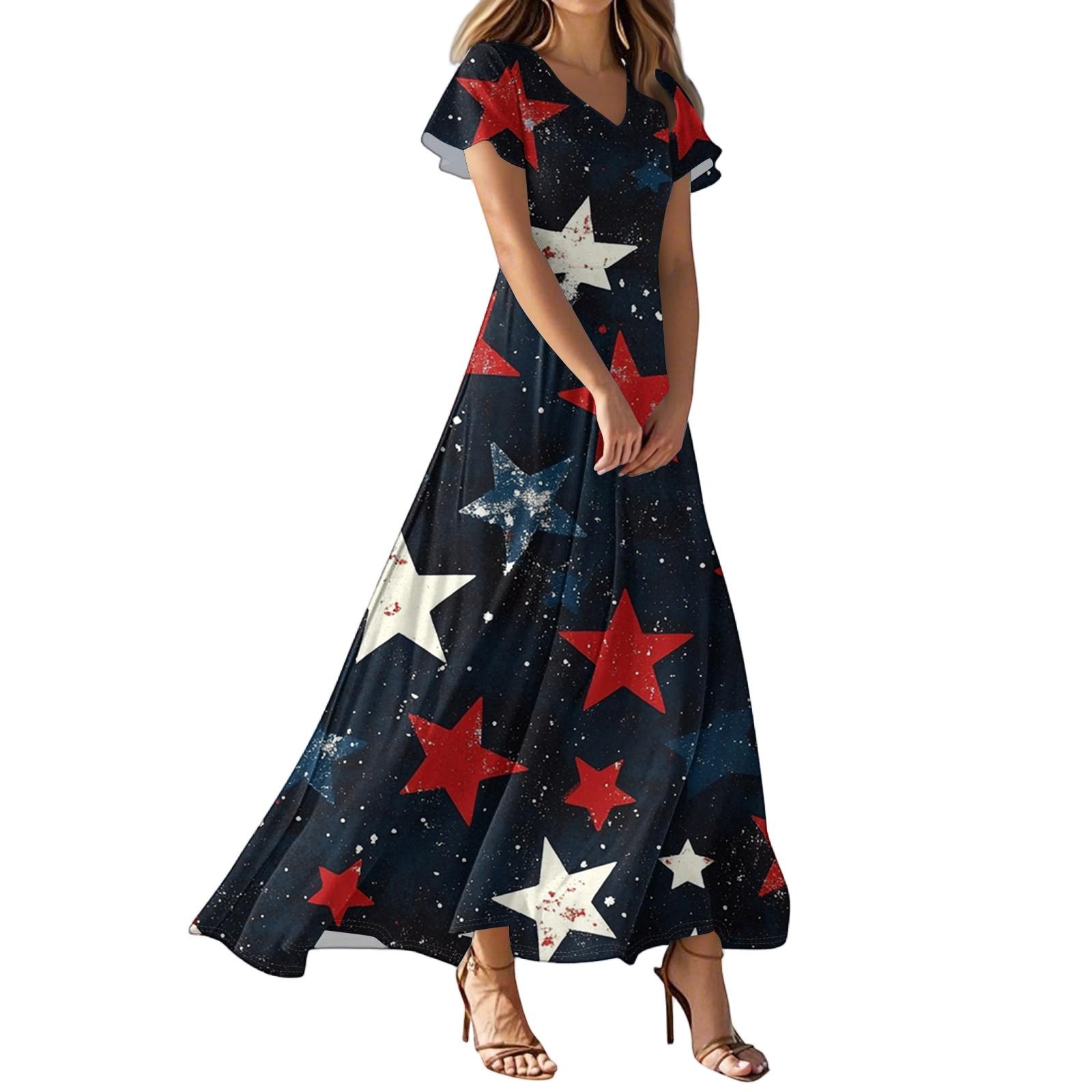 

Женские повседневные модные длинные платья с принтом, платья с V-образным вырезом и коротким рукавом XXL