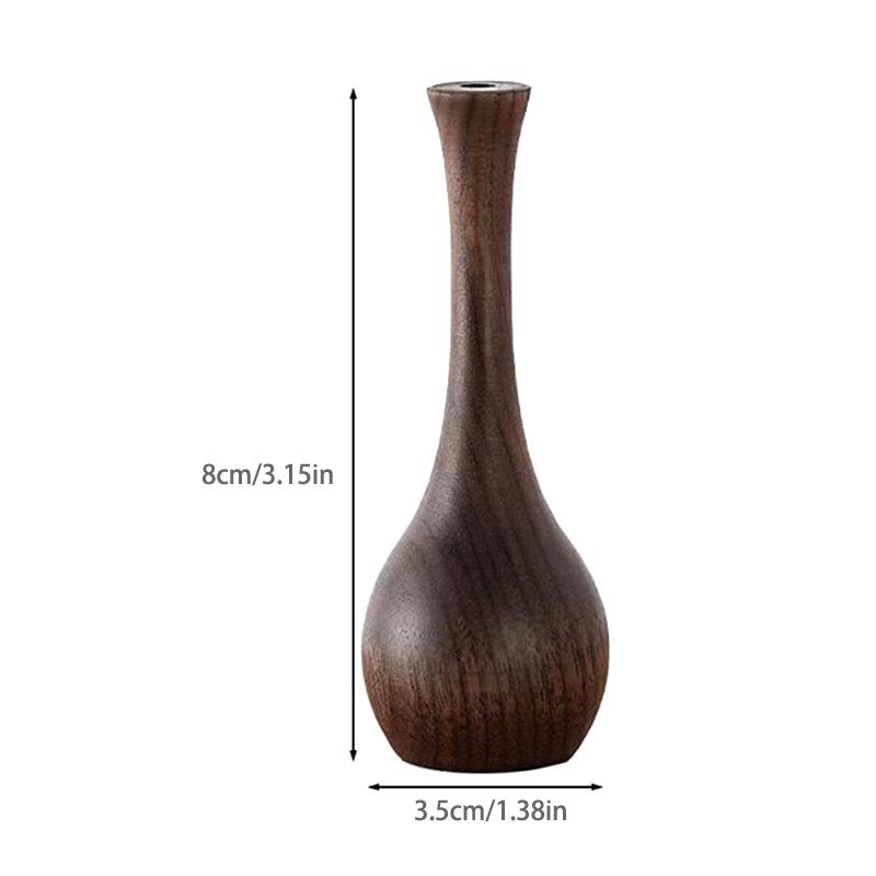 

Solid Black Walnut Flower Vase – Minimalist Chinese-Inspired Desktop Ornament
