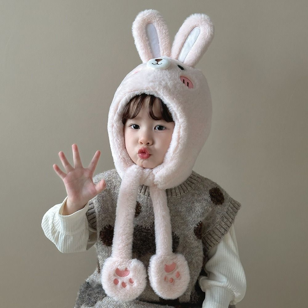 Coldproof Capybara Hooded Scarf Lamb Cartoon Beanie Caps Children's Pullover Cap  Autumn and Winter