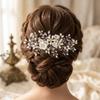 Hair Comb Elegant Bridal Accessories for Bride Wedding Party Guest Handcrafted Pearl Rhinestone Updo Hair Jewelry Luxury