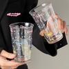 M-350ml Ins Girl Glass Coffee Cup Cute Pink Bow High Beauty Water Cup Breakfast Glass Cup Milk Portable Birthday Gift Coffee Mug