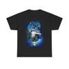 Wolf Howling Shirt Stars And Space Graphic Unisex Heavy Cotton Tee