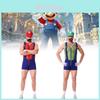 Conjunto de Fantasia Cosplay Único do Mario Com Chapéu, Luvas, Bigode e Suspensórios Para Adultos
