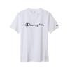 Champion Script Logo Short Crew Rubber Size T-Shirt, Sleeve, Neck, 100% Cotton, Print, Men's, White, XL, C3-X358