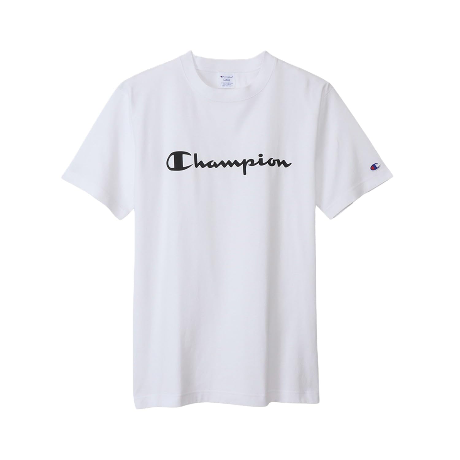 

Champion Classic Script Logo Print Short Crew USA Rubber Size S T-Shirt, Sleeve, Neck, 100% Cotton, Print, Basic, Men s, White, (C3-S301) белый